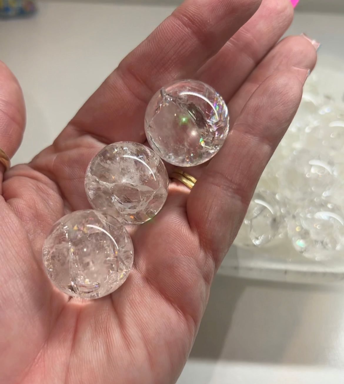 Cracked Clear Quartz Mini Spheres A + GRADE - Spirit & Stone