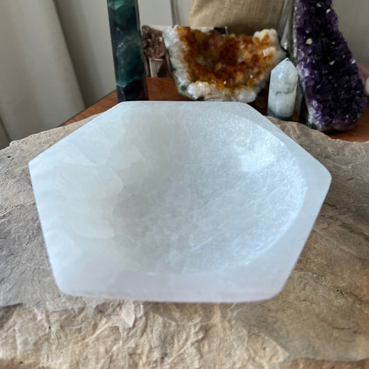 Selenite Hexagonal Bowl - Spirit & Stone