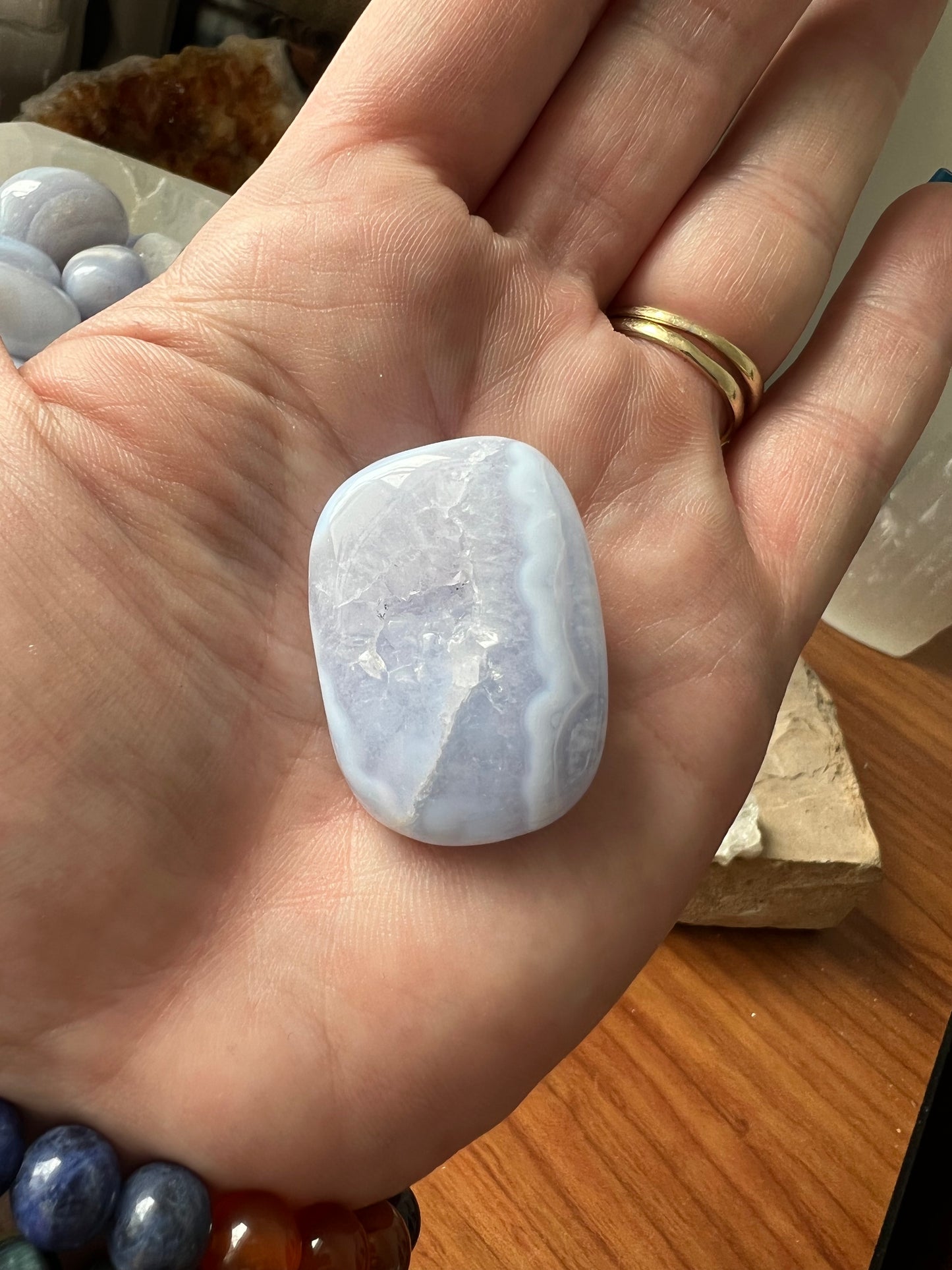 A- Blue Lace Agate - Tumble - Spirit & Stone