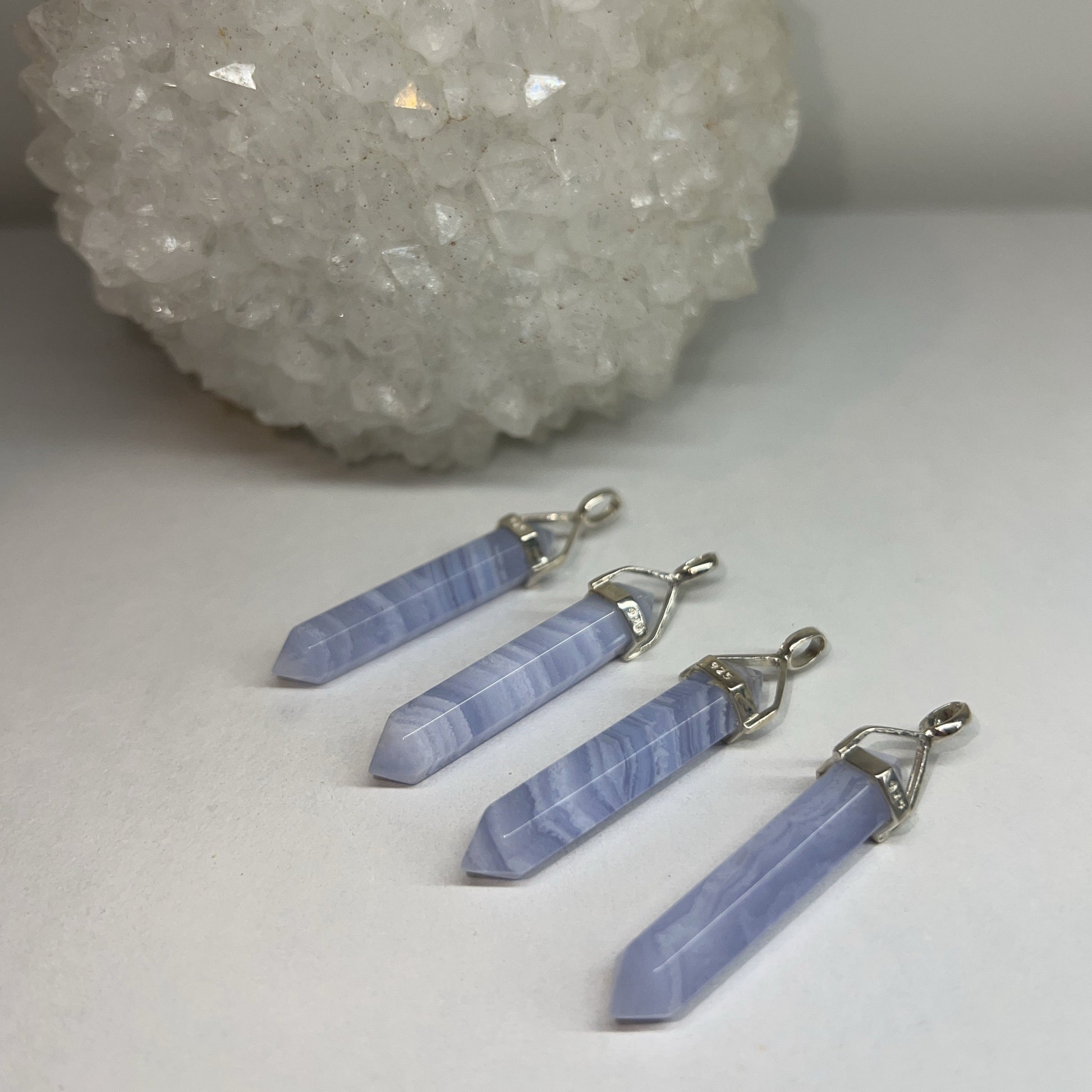 Blue Lace Agate DT Pendant - A Grade - Spirit & Stone