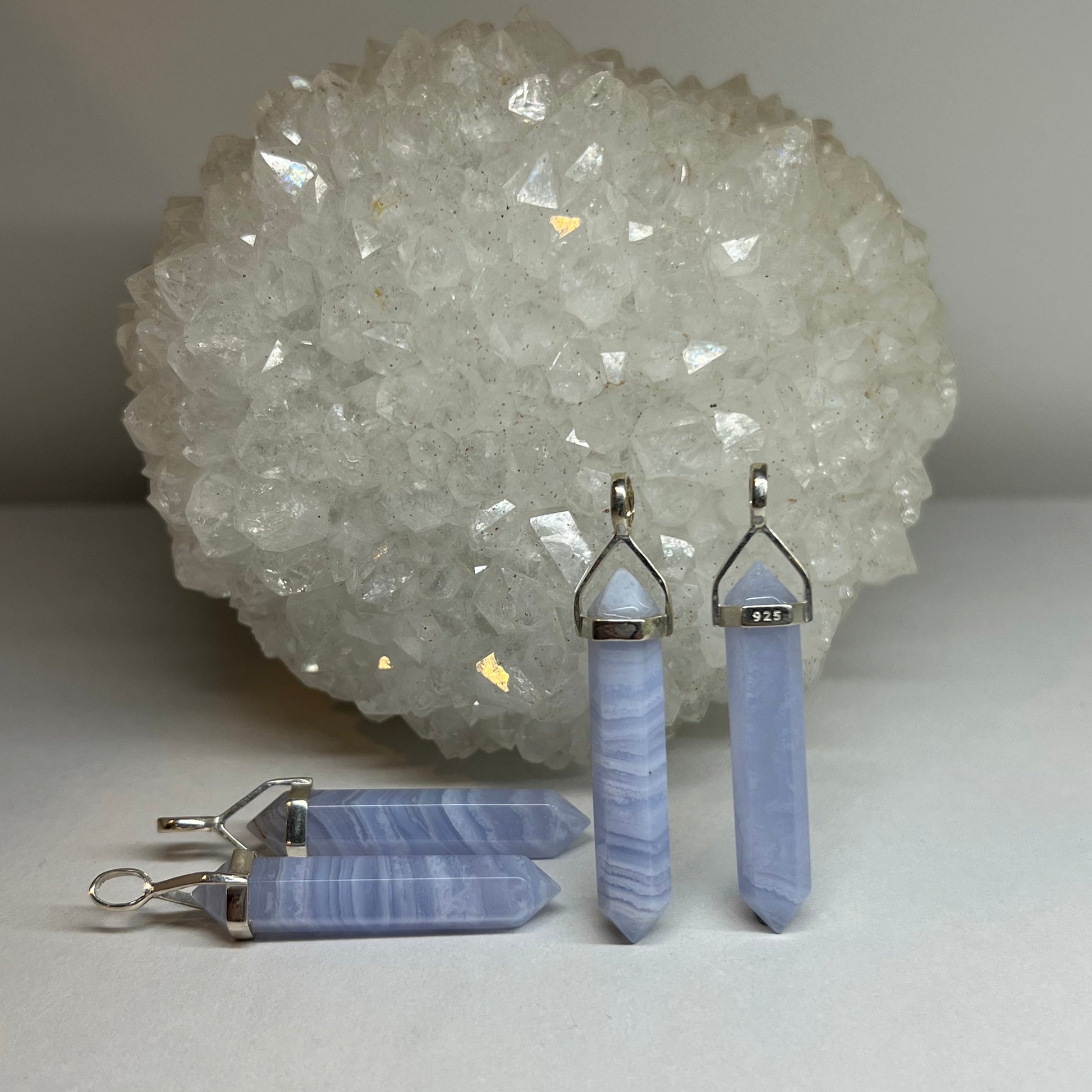Blue Lace Agate DT Pendant - A Grade - Spirit & Stone
