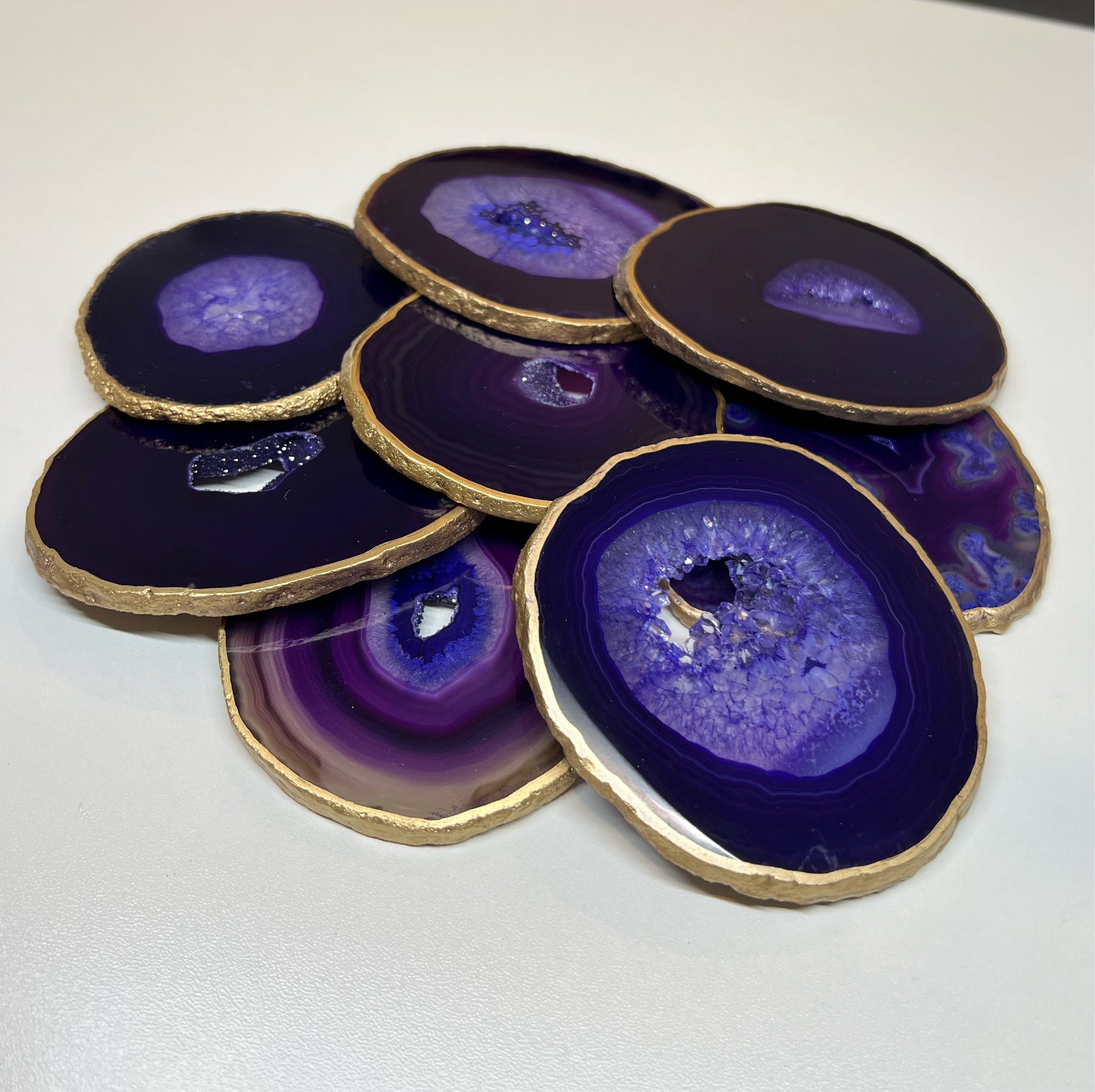 Purple Agate Slice - Gold Trim - Spirit & Stone
