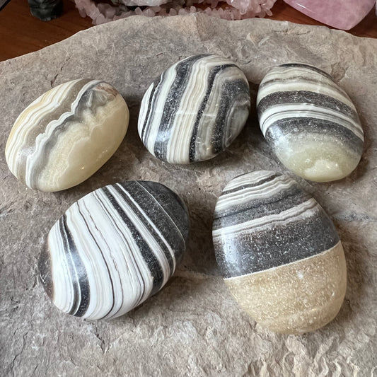 Zebra Calcite Palm Stones - Spirit & Stone