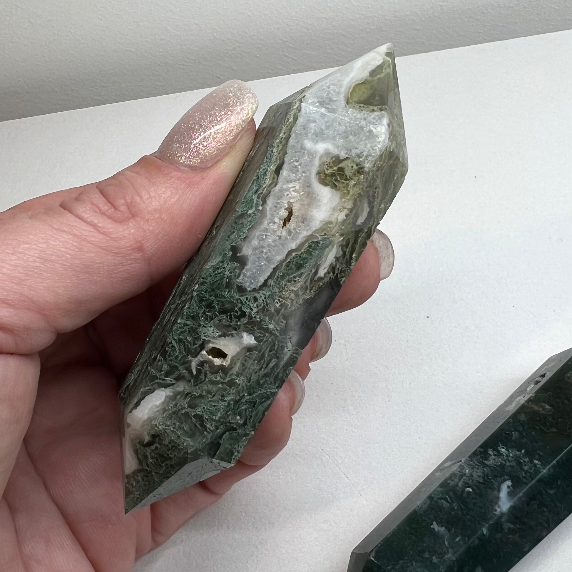 Moss Agate Double Terminated Point - Spirit & Stone