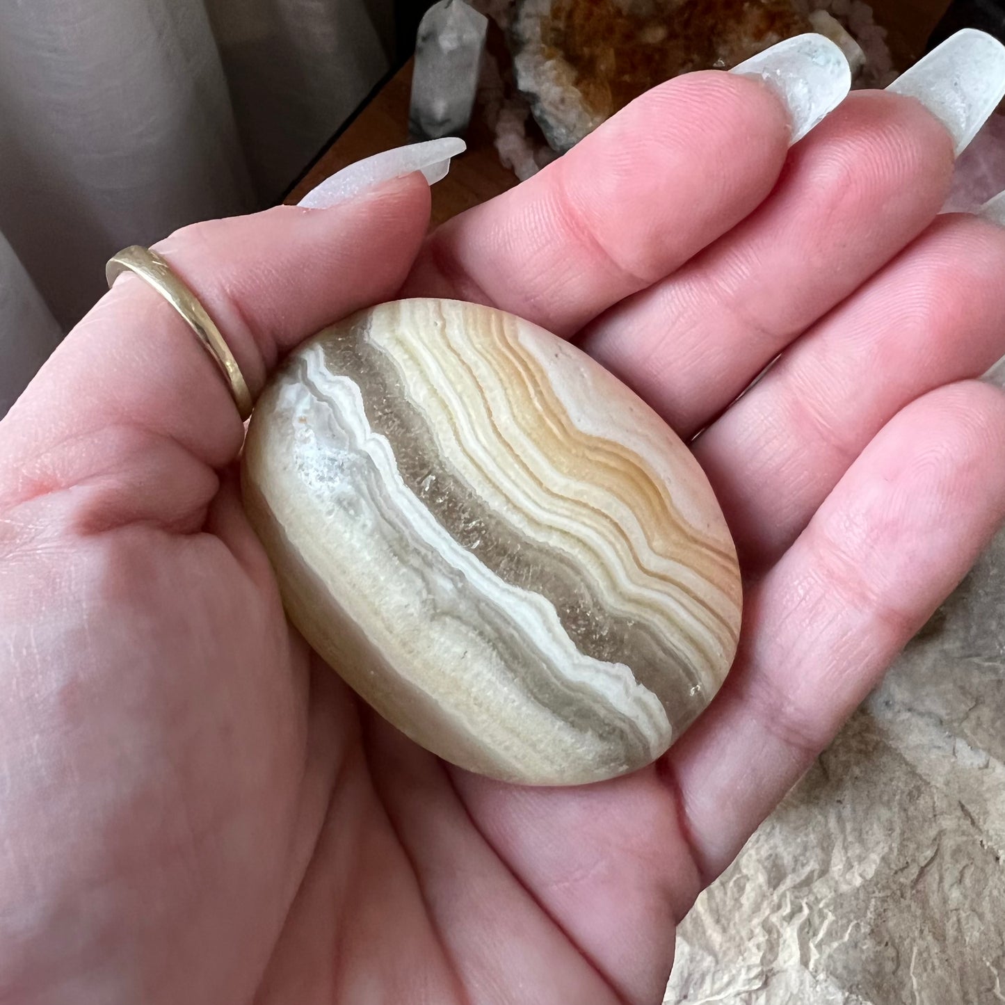 Zebra Calcite Palm Stones - Spirit & Stone