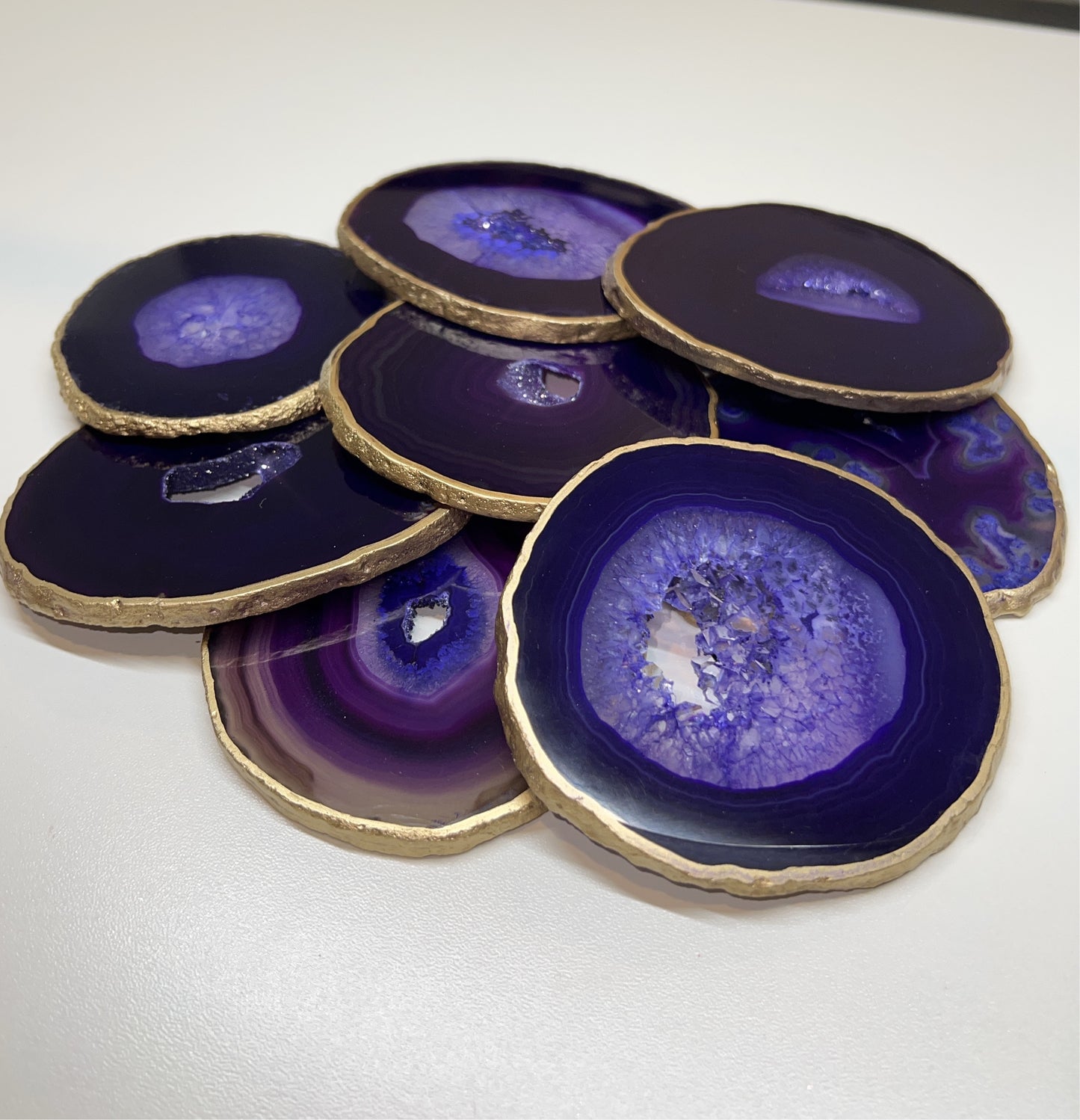 Purple Agate Slice - Gold Trim - Spirit & Stone
